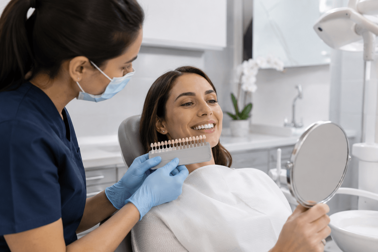 Teeth Whitening results summary showing transformed smile with brightened, professionally whitened teeth after treatment