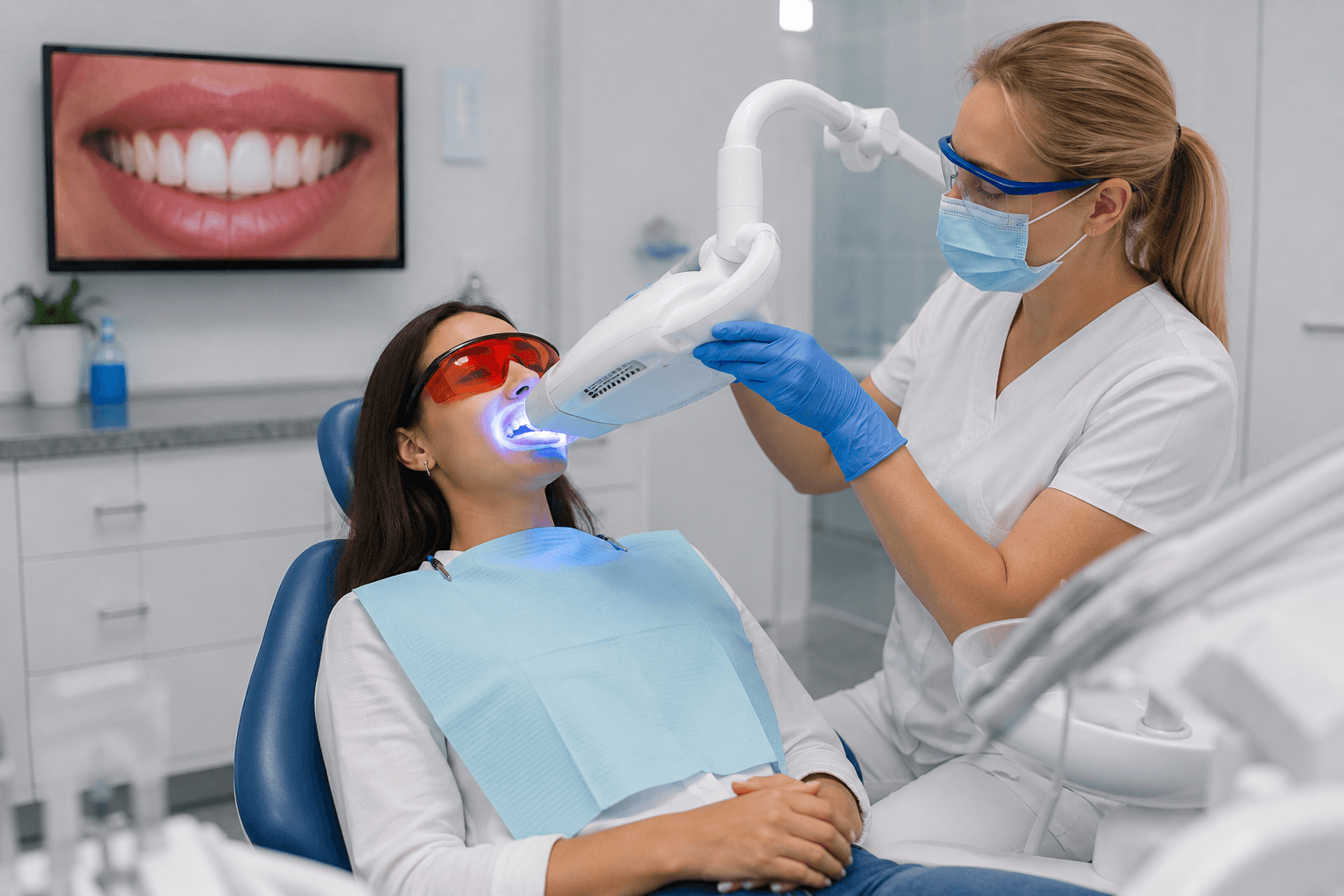 Professional Teeth Whitening services overview showing modern dental office environment with professional equipment and welcoming treatment space